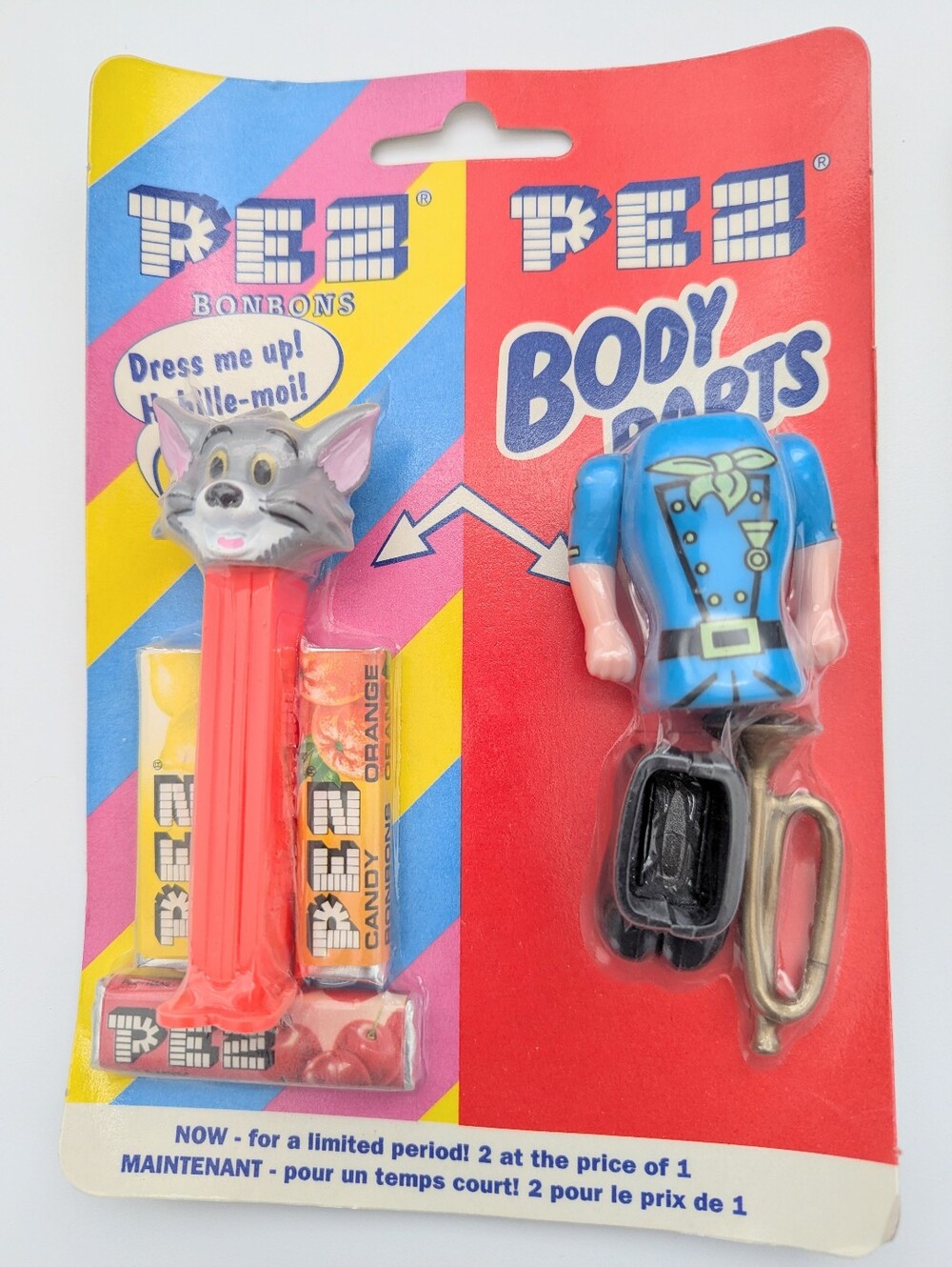 UNOPENED PACKAGE PEZ Tom from Tom & Jerry Candy Dispenser w/Body Parts